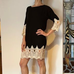 Karen Zambos Black dress, size S, with Lace Trim